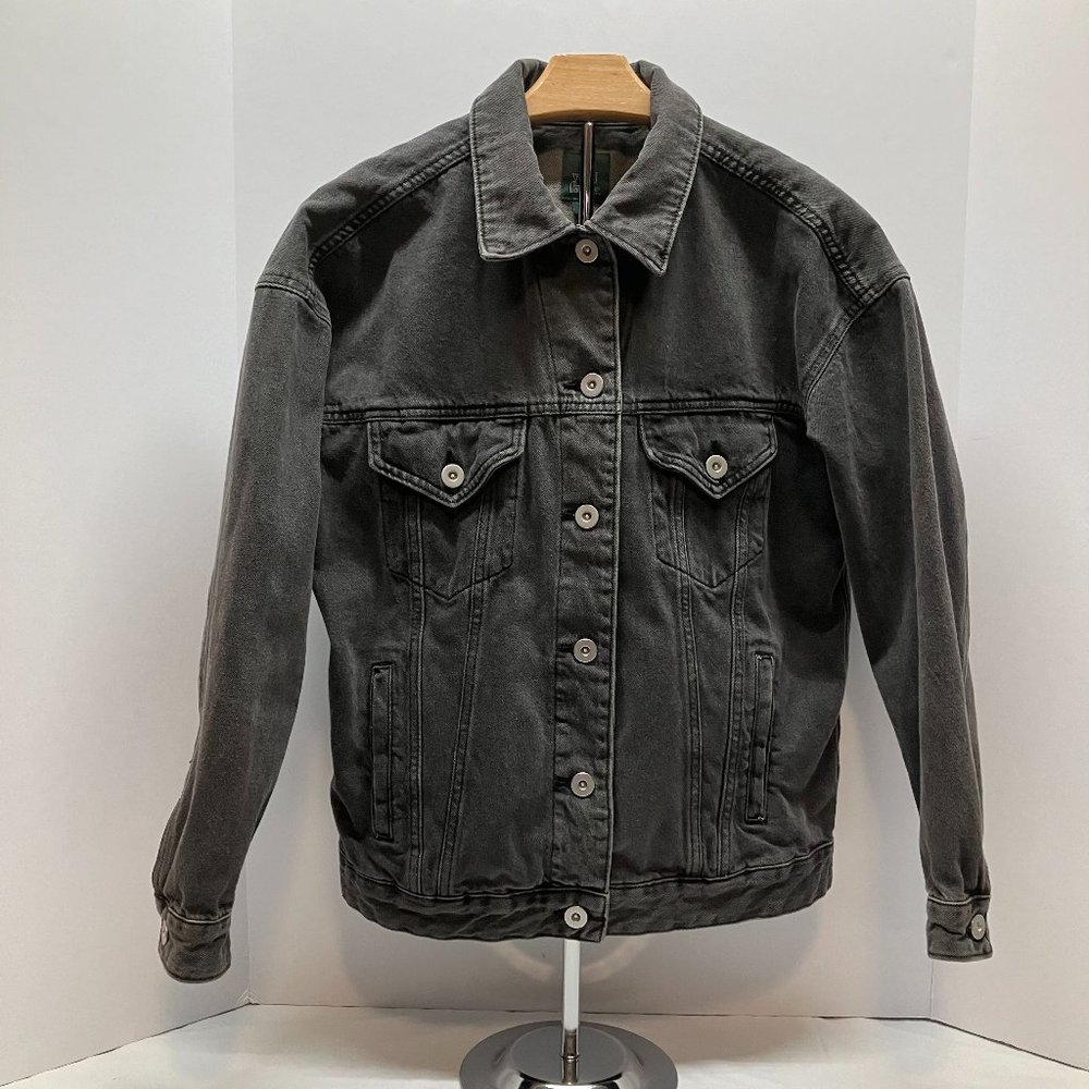 Wild Fable Womens Faded Black 100% Cotton Button Up Jean Jacket Size XS‎